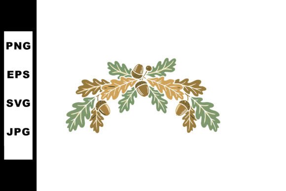 Bringing Autumn to Life with Oak Leaves and Acorns Decorative Vector Art