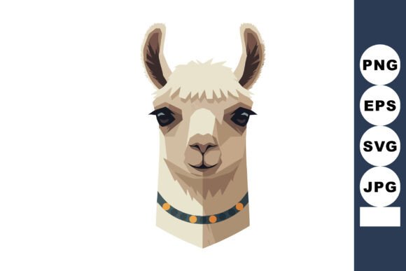 Bringing Warmth to Design with the Alpaca Head with Decorative Collar Vector