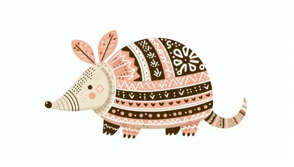 Cute Armadillo with Decorative Patterns: A Creative Asset