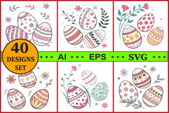 Decorative Easter Egg Clipart Bundle Set for Creators