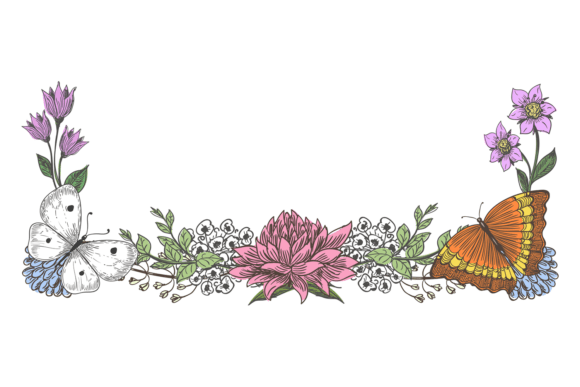 Decorative Floral Border: Spring Garden Designs