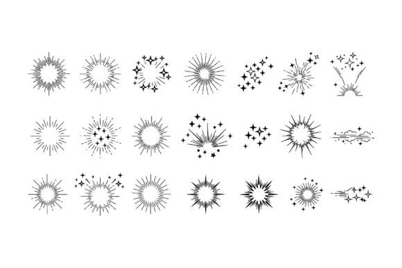 Decorative Starburst Designs in Black and White