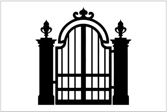 Elegant Wrought Iron Gate Silhouette for Designers