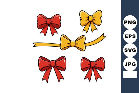 Elevate Your Designs with a Decorative Red and Yellow Gift Bows Set