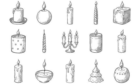 Elevating Brand Narratives with the Hand Drawn Decorative Candle Icons Set