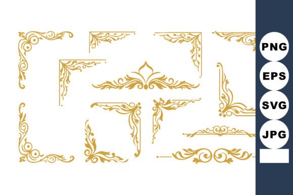Elevating Designs with Decorative Golden Ornamental Corner and Border Elements