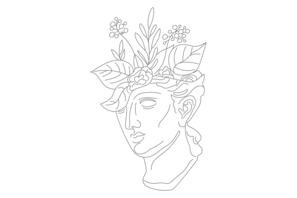 Elevating Spaces with Greek Head Sculpture in Decorative Flowers