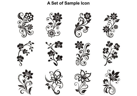 Floral Decorative Vector Icon Set: Design Essentials
