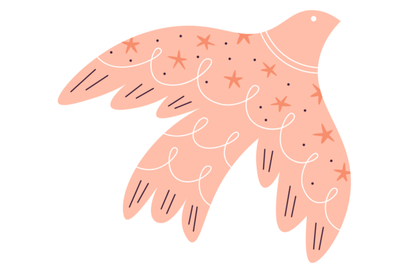 Folk Pattern Bird Element: A Decorative Shape with Romantic Motif