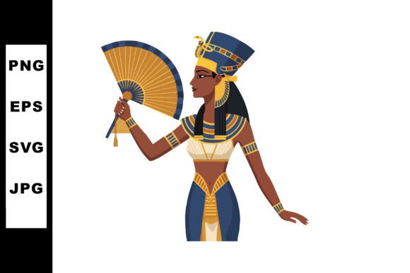 Integrating the Egyptian Queen Holding Decorative Fan Illustration into Professional Creative Workflows