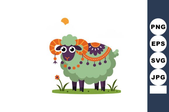 Integrating the Green Sheep with Decorative Orange and Purple Accents into Creative Workflows