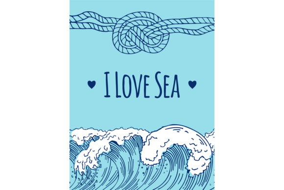 Nautical Flyer: I Love Sea Decorative Lettering