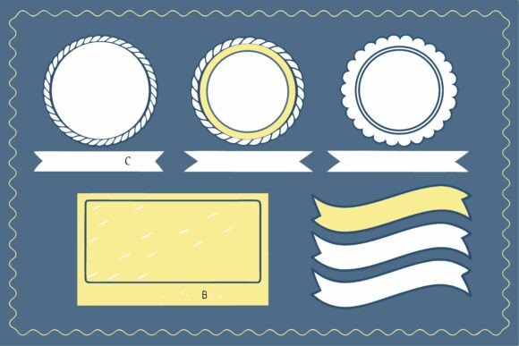 Strategic Design with Decorative Circular Frames and Ribbons