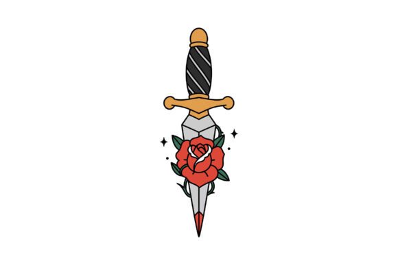 Stylish Decorative Dagger with Black Handle Design