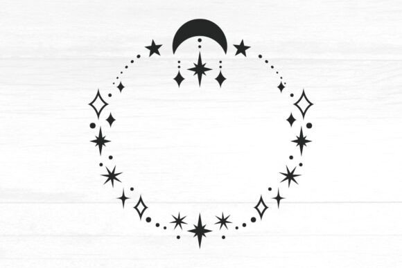 Unlock Celestial Elegance with the Decorative Crescent Stars Frame Border