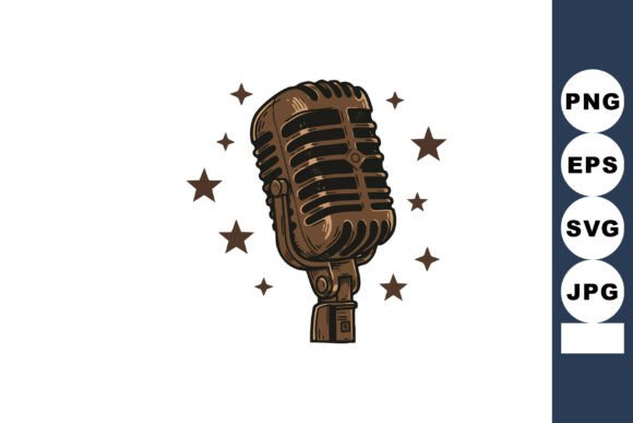 Vintage Microphone with Decorative Stars Design